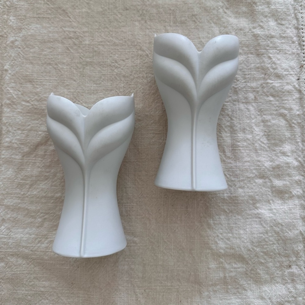 Vintage Uta Feyl White Matte Porcelain Candle Holders Rosenthal Studio Germany